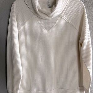 Lou & Grey waffle cowl neck cream size small shirt